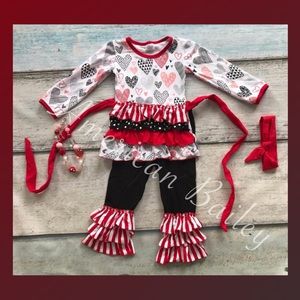 2pc Valentines Ruffle Pant Set girls